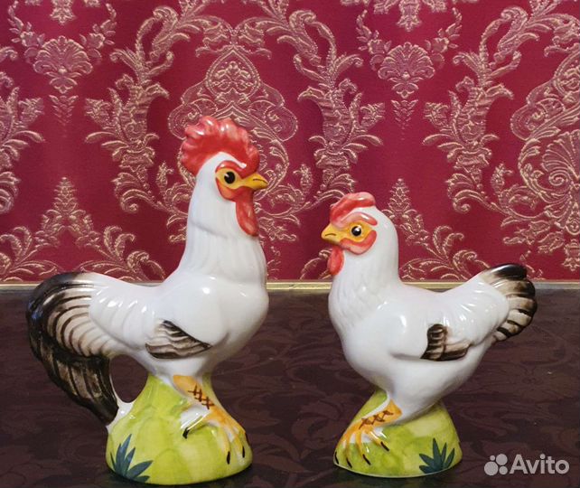 Петушок курочка 2шт. фарфоровые статуэтки