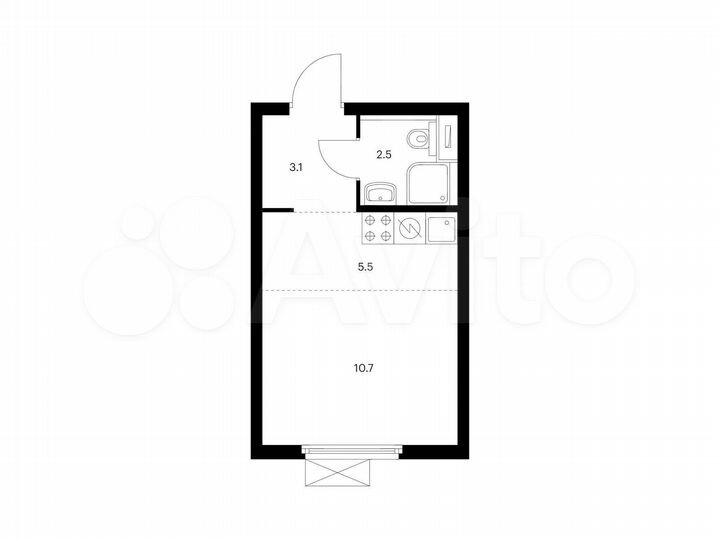 Квартира-студия, 21,8 м², 8/33 эт.