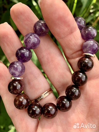 Браслет из натуральных камней аметист гранат