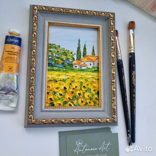 Картина маслом Прованс подсолнухи цветы пейзаж