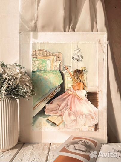 Картинамаслом30х40 см.Картина с девушкой. Нежность