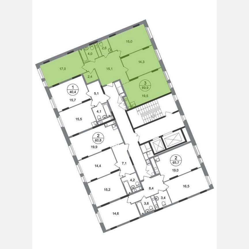 3-к. квартира, 89,9 м², 10/17 эт.