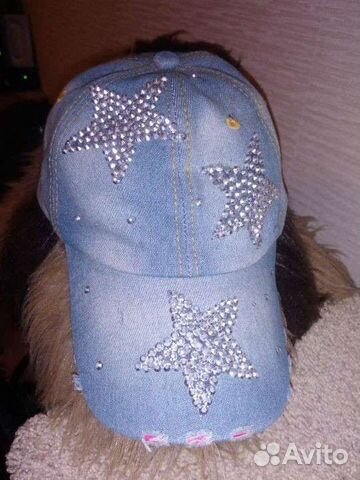 Кепка джинсовая со стразами