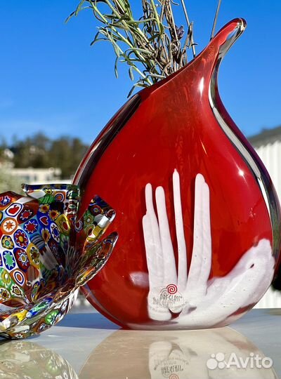 Чешское цветное стекло Ваза