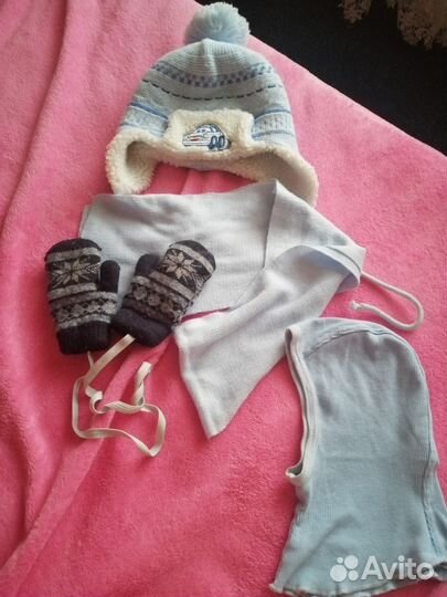 Комплект шапка, шарф, варежки
