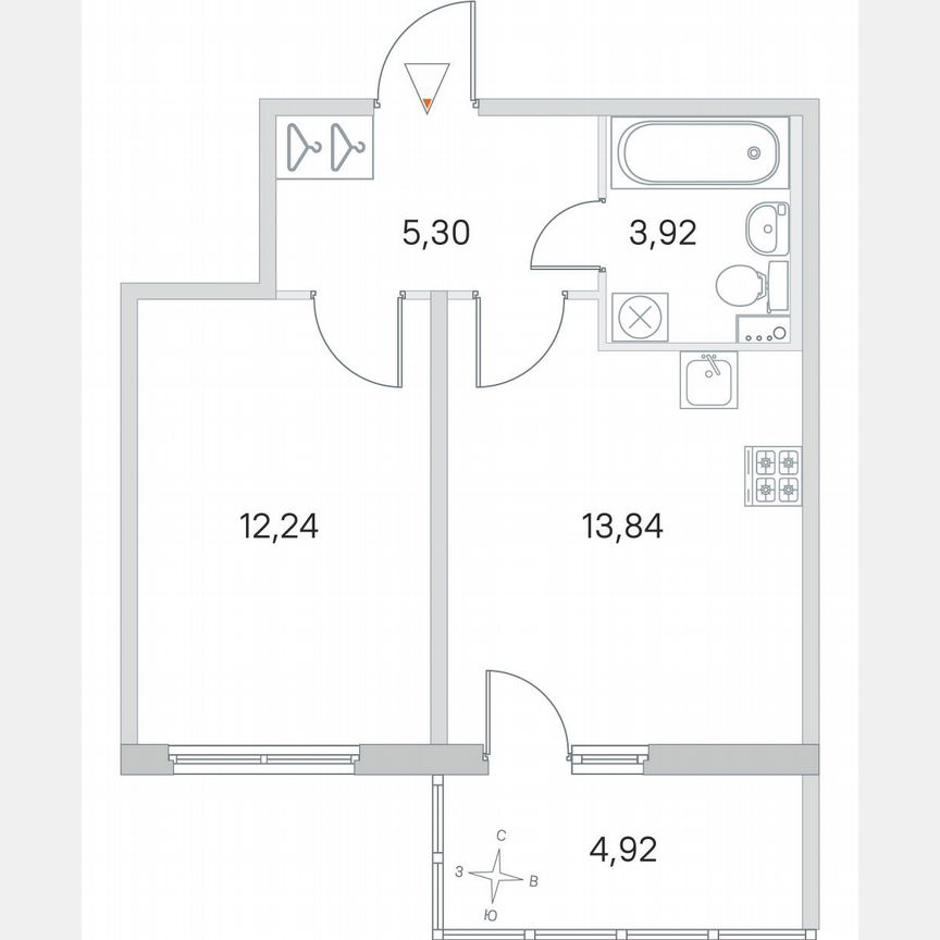 1-к. квартира, 36,8 м², 1/4 эт.