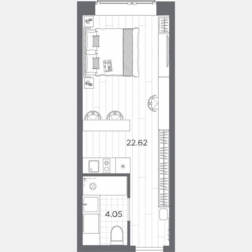 Апартаменты-студия, 26,7 м², 4/14 эт.