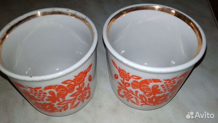 Чашка бокал СССР.птицы райские. за 2шт(рн пз)