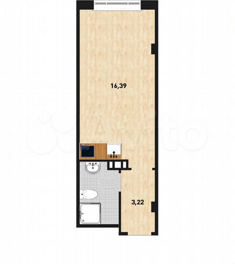 Квартира-студия, 22,6 м², 12/18 эт.