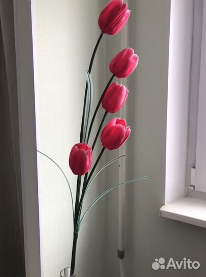 Искусственные цветы, тюльпаны, одной веткой