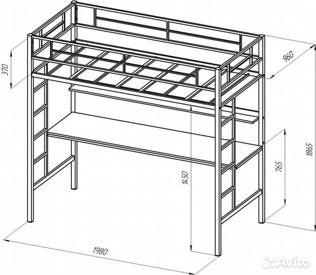 Детская с письменным столом Севилья 1 чёрная