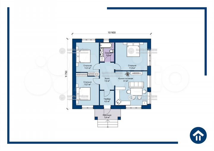 Дом 90 м² на участке 5,5 сот.