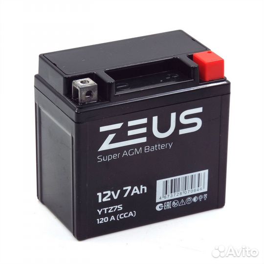Аккумулятор zeus super AGM 7 Ач о.п. (YTZ7S)