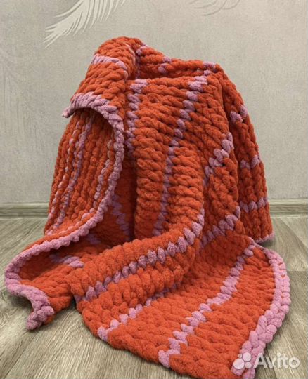 Плед вязаный, ручная работа