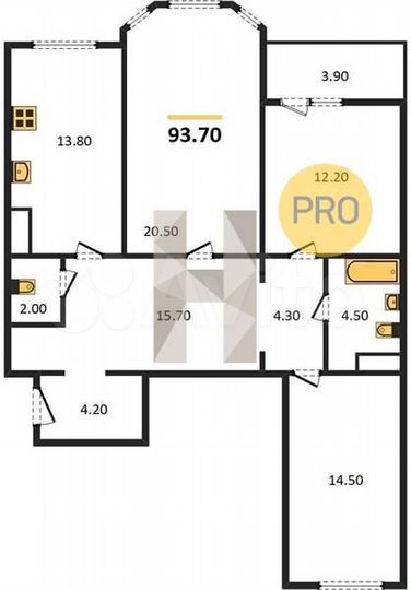 3-к. квартира, 93,7 м², 14/18 эт.