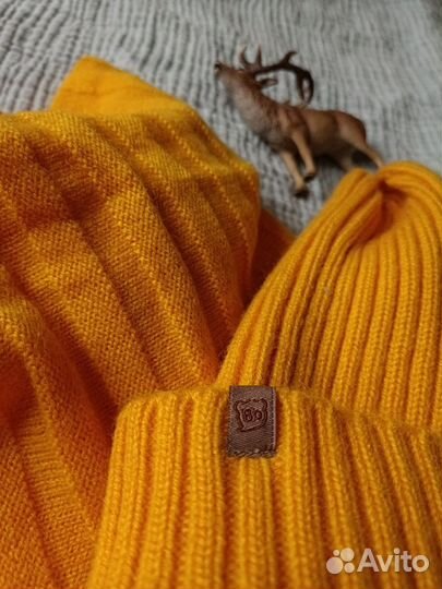 Шапка тыква и снуд горчица 51-55 bungly boo