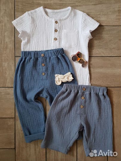 Одежда из муслина, брюки, футболка, муслин