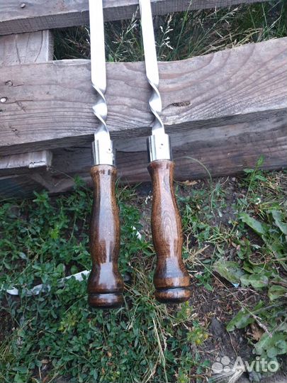 Шампур широкий для люля с деревянной ручкой