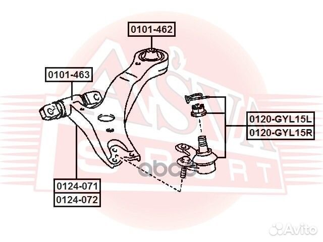 Рычаг передний нижний правый 0124-071 asva