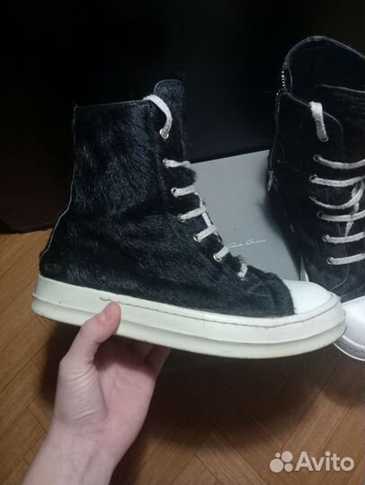 Rick owens ramones pony hair black