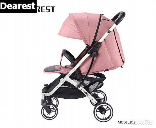 Коляска dеаresт 818 розовая на белой раме