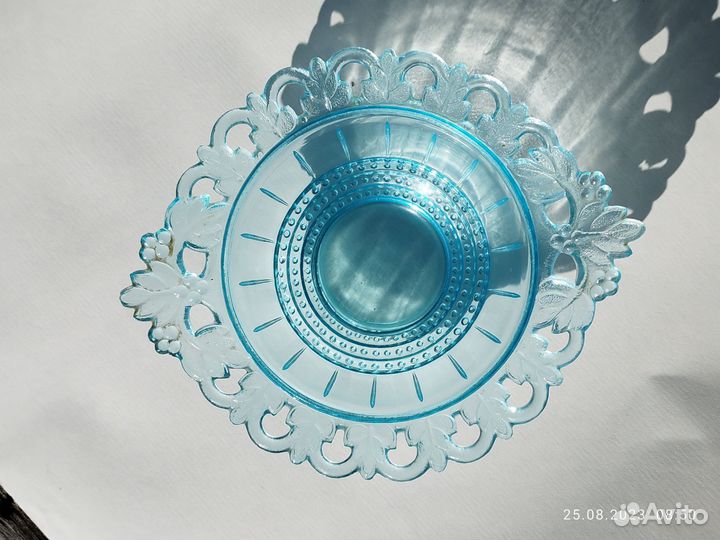 Ваза вазочка винтажная (купоросное стекло (кдо)