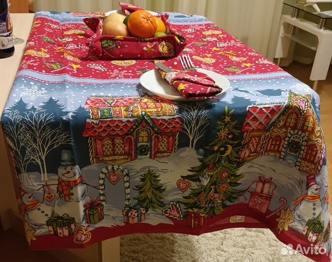 Новогодние скатерти из рогожки