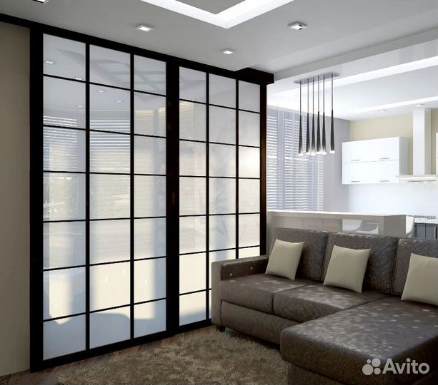 Реечная перегородка в комнате