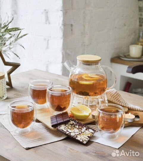 Набор новых стаканов с двойным дном 4*250 мл