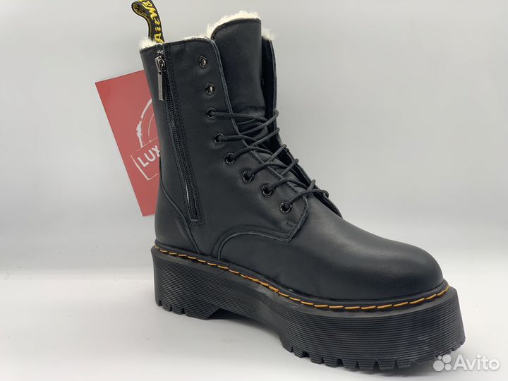 DR. Martens 1460 Jadon Black Platform Белый мех