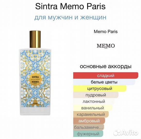 Туалетная вода Memo sintra