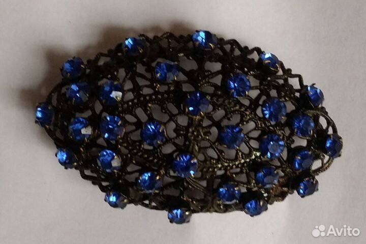 Брошь с синими камнями, винтаж, редкая