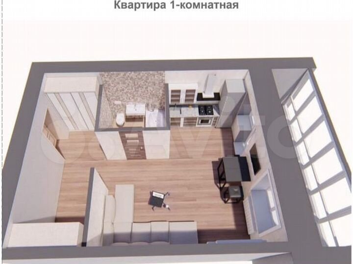 Квартира-студия, 40,2 м², 6/9 эт.