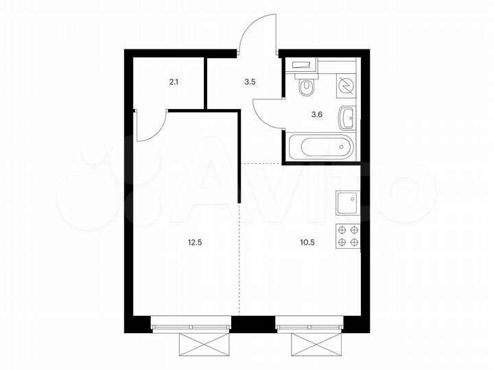 1-к. квартира, 32,2 м², 6/21 эт.