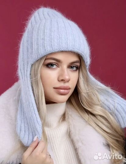 Шапка-ушанка ангора женская зимняя новые
