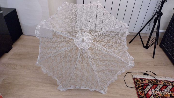 Зонт свадебный кружевной белый