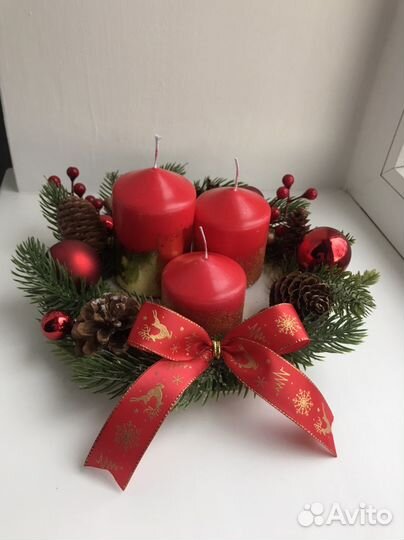 Новогодняя композиция на стол украшение стола