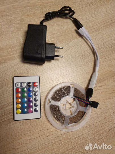 Светодиодная лента 5м+контроллер+б.п
