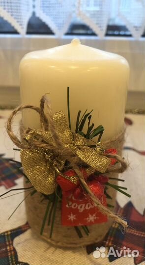 Свеча новогодняя,подарочная,ручная работа