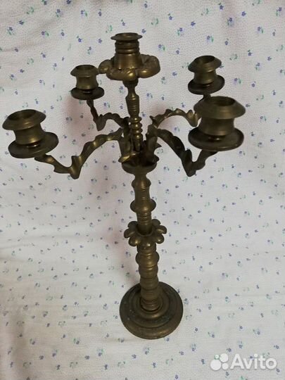 Большой подсвечник канделябр из бронзы