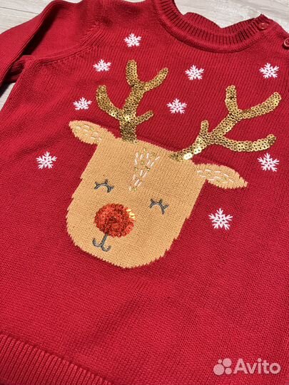 Свитер новогодний для девочки 110 116