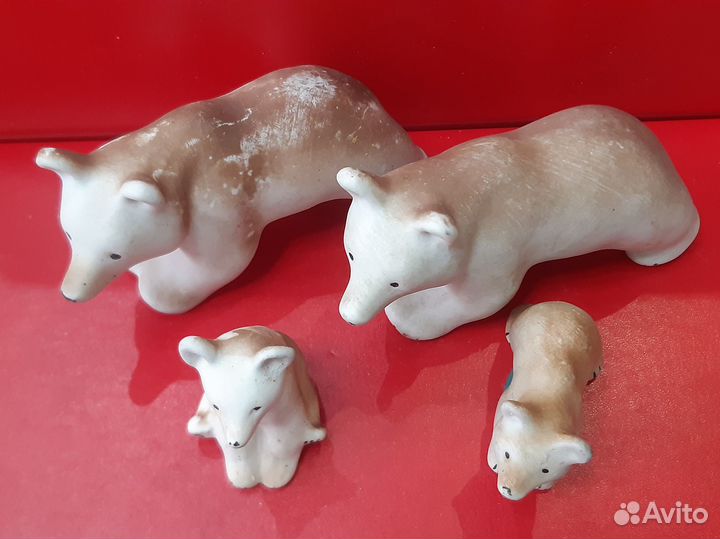 Фарфоровая композиция Медведи. Гжель 50-е