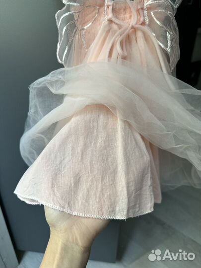 Нарядное платье для девочки 80-86 розовое