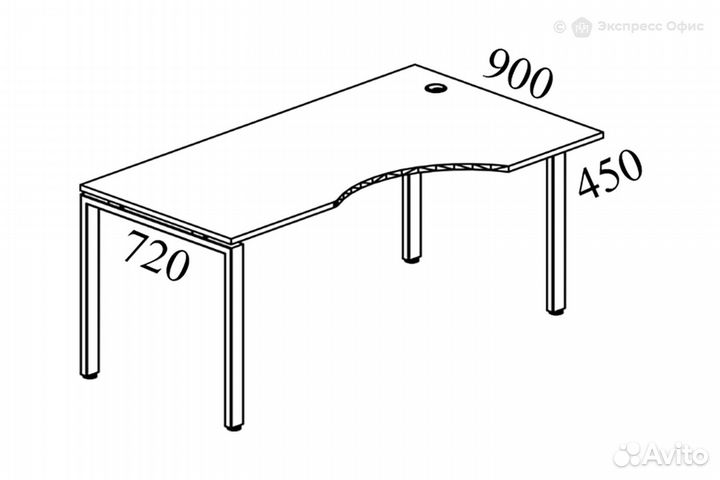 Стол письменный криволинейный правый Metal system style бп.са-2 Пр