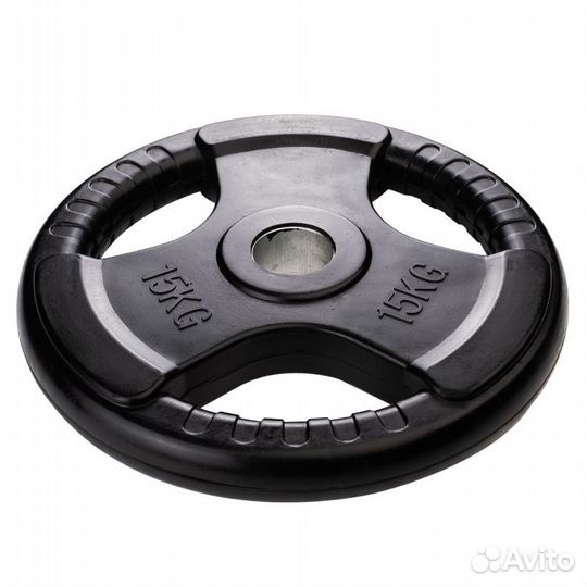 Диск обрезиненный с 3-мя хватами Voitto 15 кг, чер