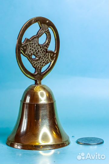 Колокольчик старинный «Две рыбы» латунь