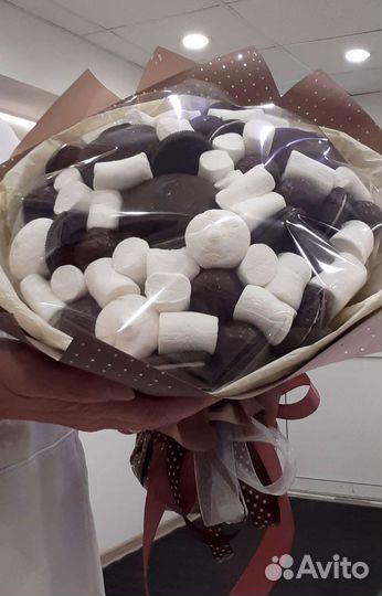 Съедобные/ сладкие букеты из зефира и конфет