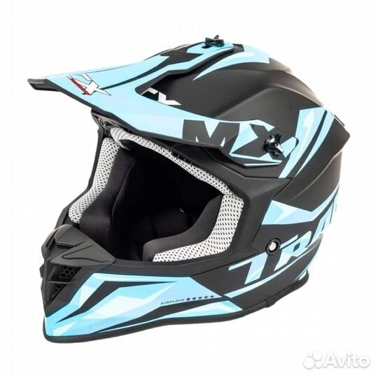 Мотошлем кроссовый GTX 633 #4 черно-голубой