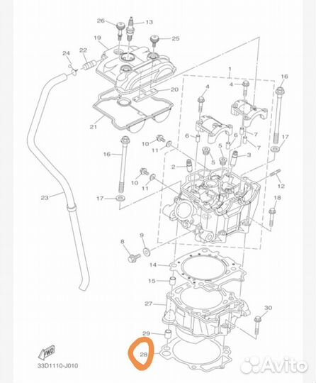 Оригинальная прокладка цилиндра Yamaha YZ450F