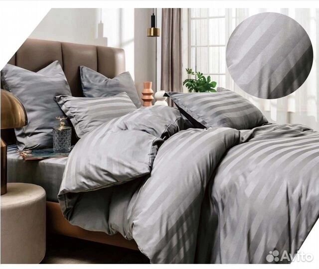 Постельное белье страйп сатин Евро размер